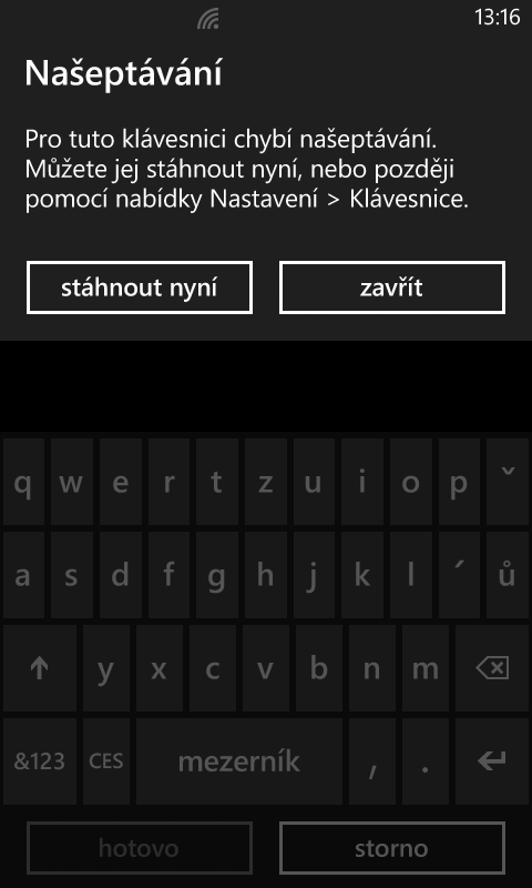 Ke klávesnici si můžete stáhnout český slovník