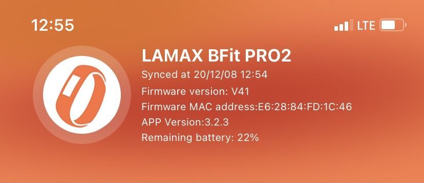 Lamax BFit PRO2 Screenshot z aplikace