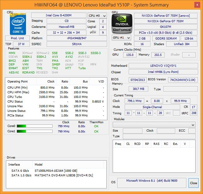 Lenovo IdeaPad Y510p
