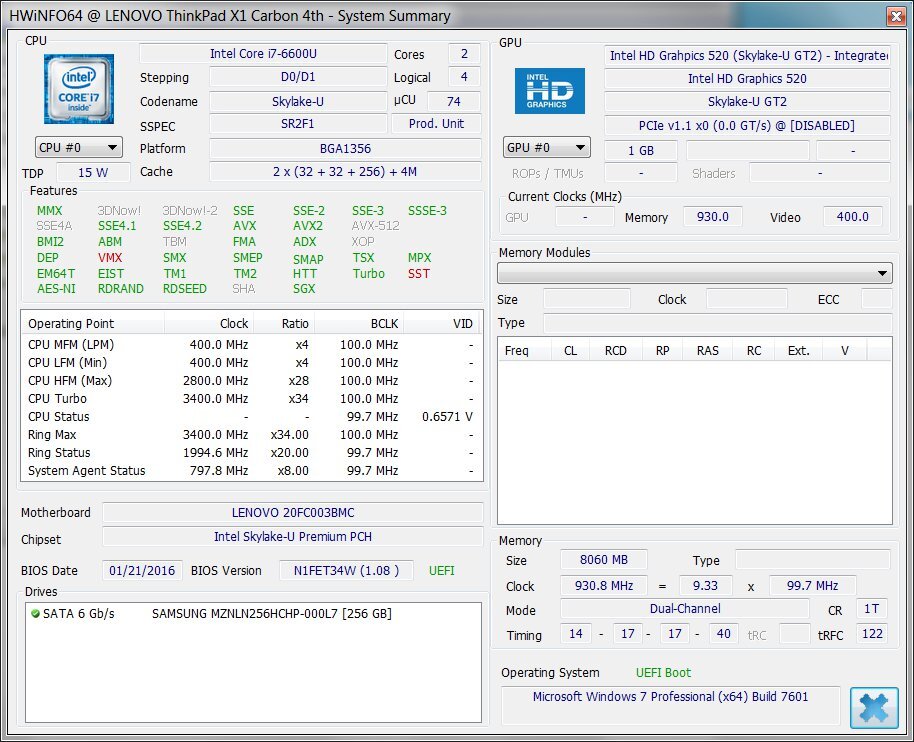 Lenovo ThinkPad X1 Carbon 2016