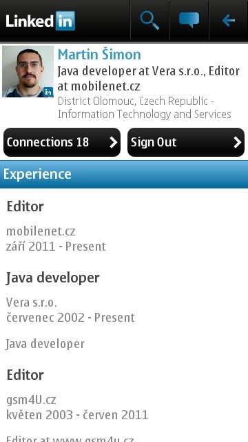 LinkedIn pro Symbian