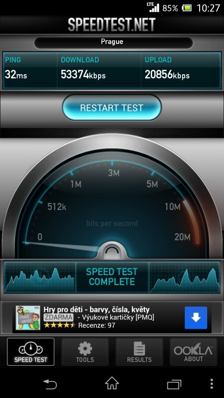 LTE test rychlosti