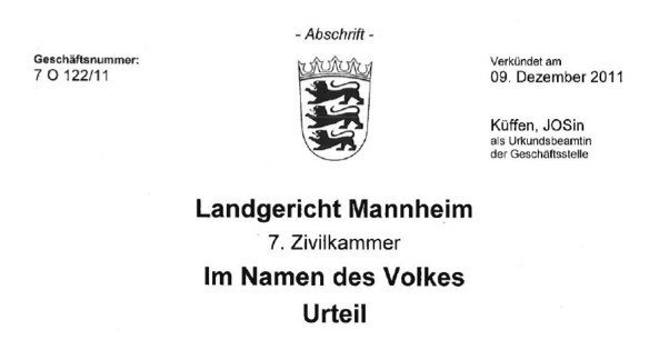 Mannheim soudní rozhodnutí