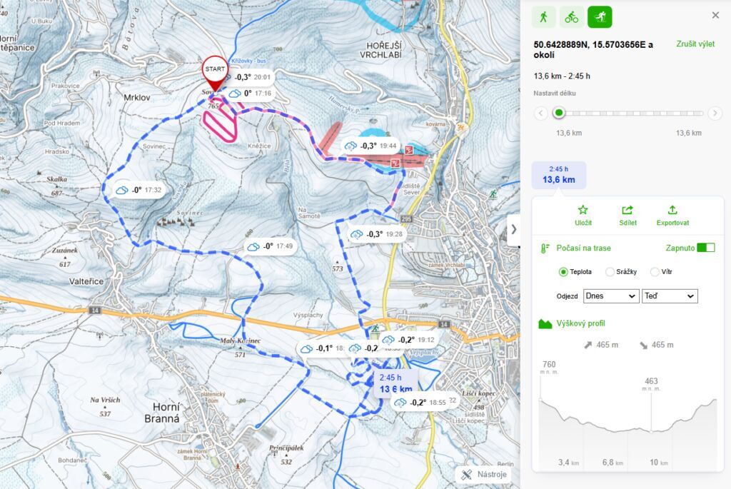 Mapy.cz pro běžkaře