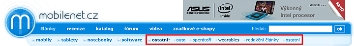 Menu mobilenet.cz