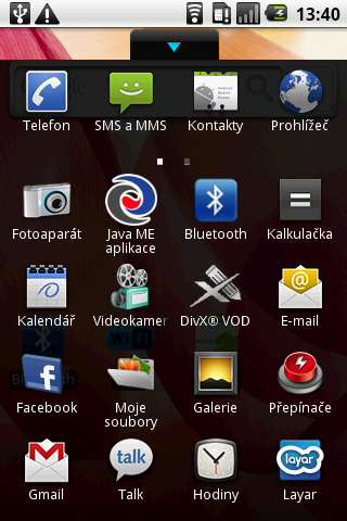 Menu všech aplikací