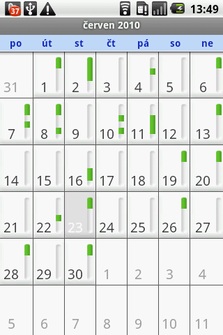 Měsíční pohled na kalendář