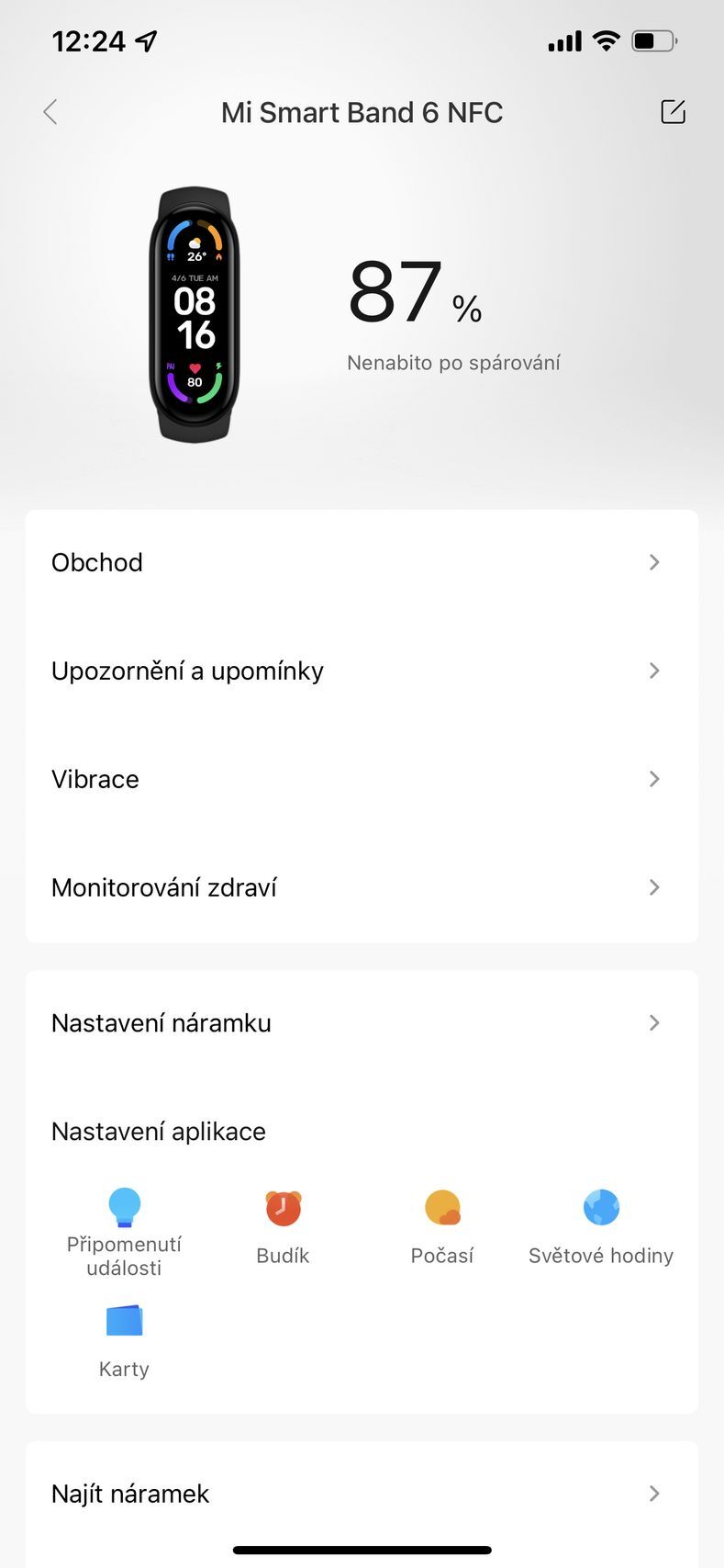 Mi Smart Band 6 NFC - nastavení Xiaomi Mi Pay