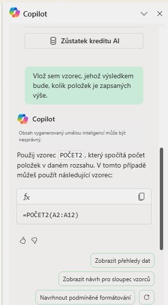Microsoft Copilot pro Excel