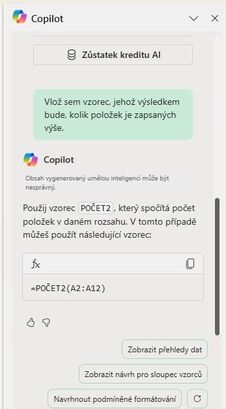 Microsoft Copilot pro Excel