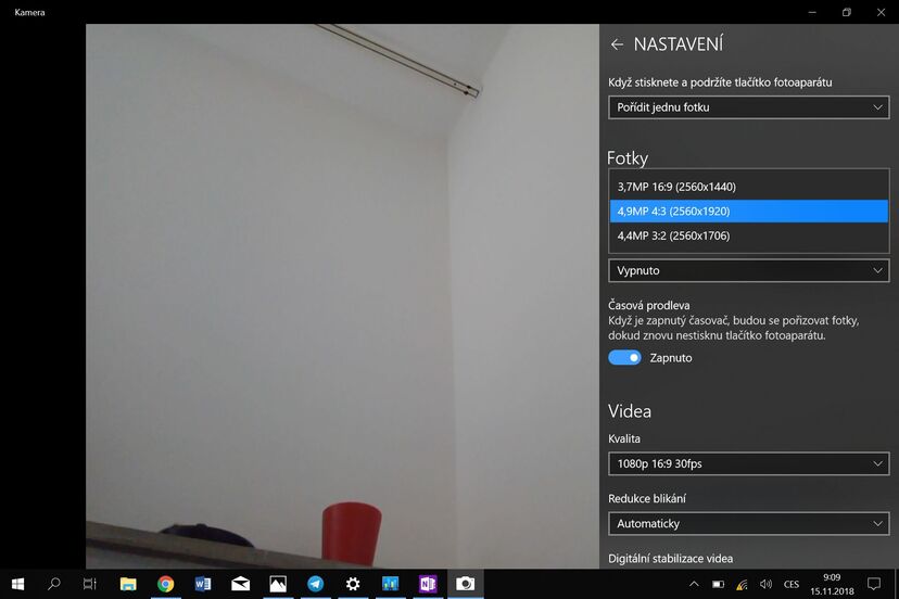 Microsoft Surface Go prostředí fotoaparátu