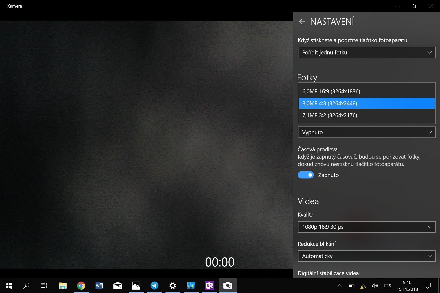 Microsoft Surface Go prostředí fotoaparátu