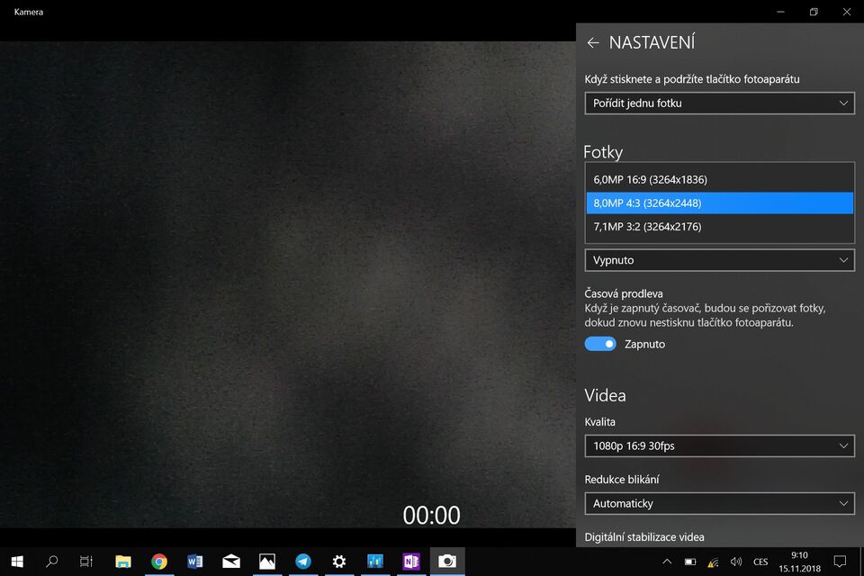 Microsoft Surface Go prostředí fotoaparátu