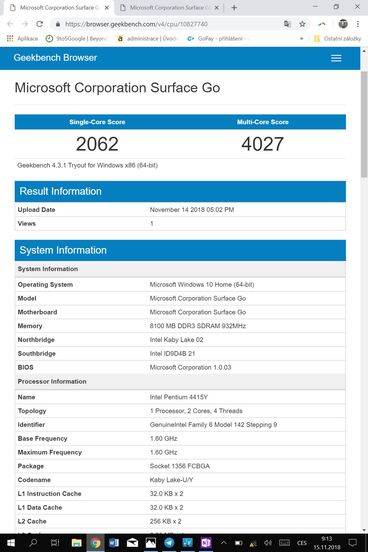 Microsoft Surface Go software