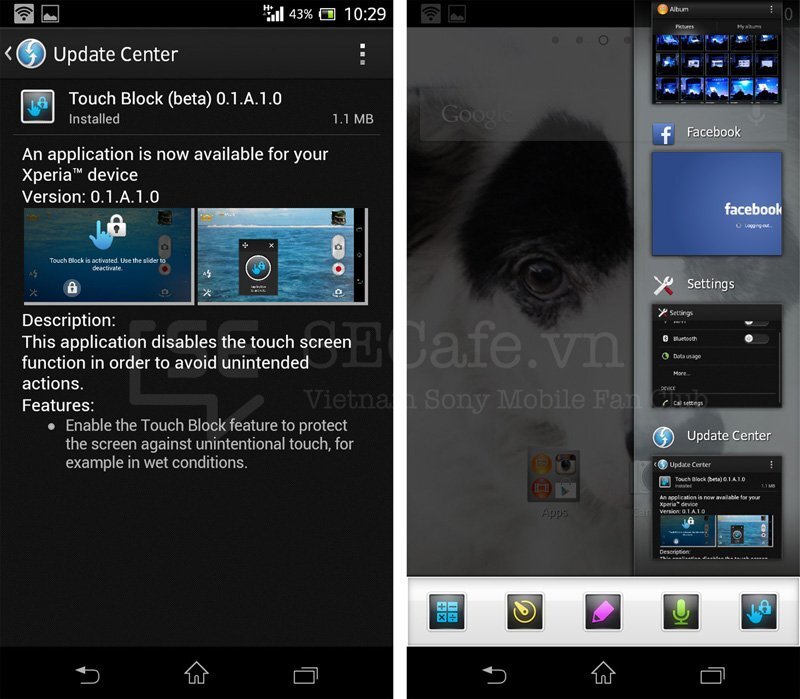 Miniaplikace Touch Block