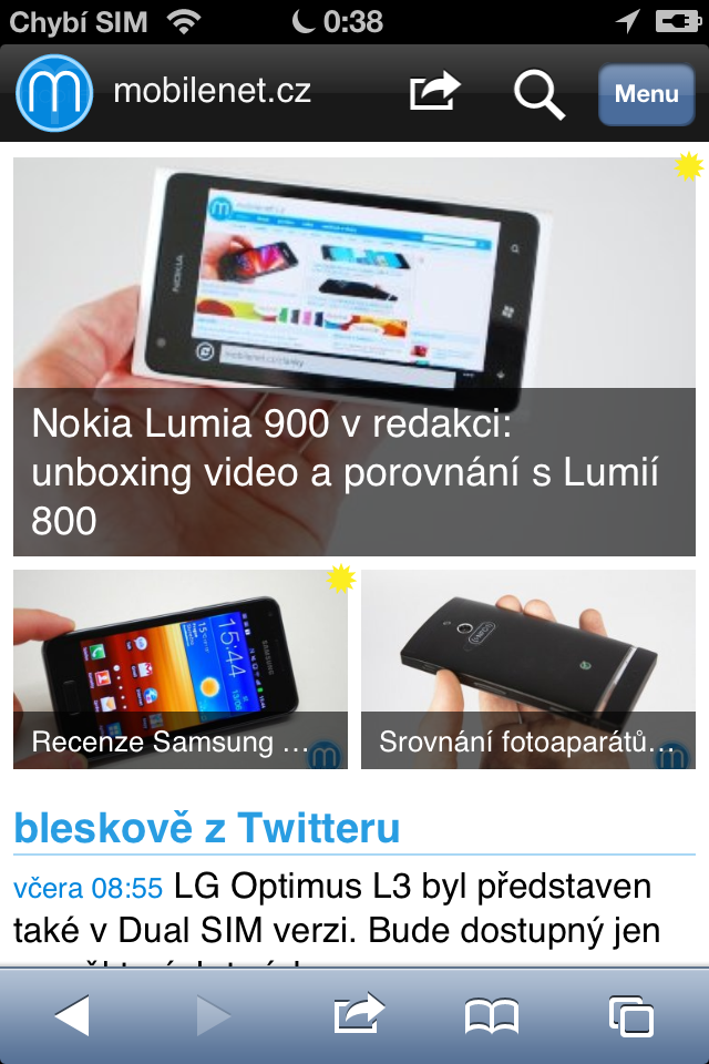 mobilní verze mobilenet.cz