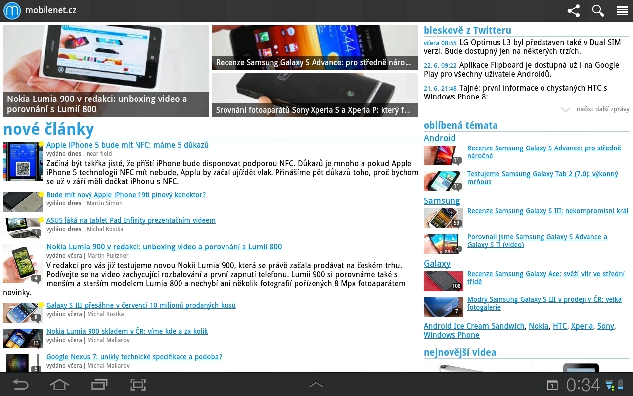 mobilní verze mobilenet.cz