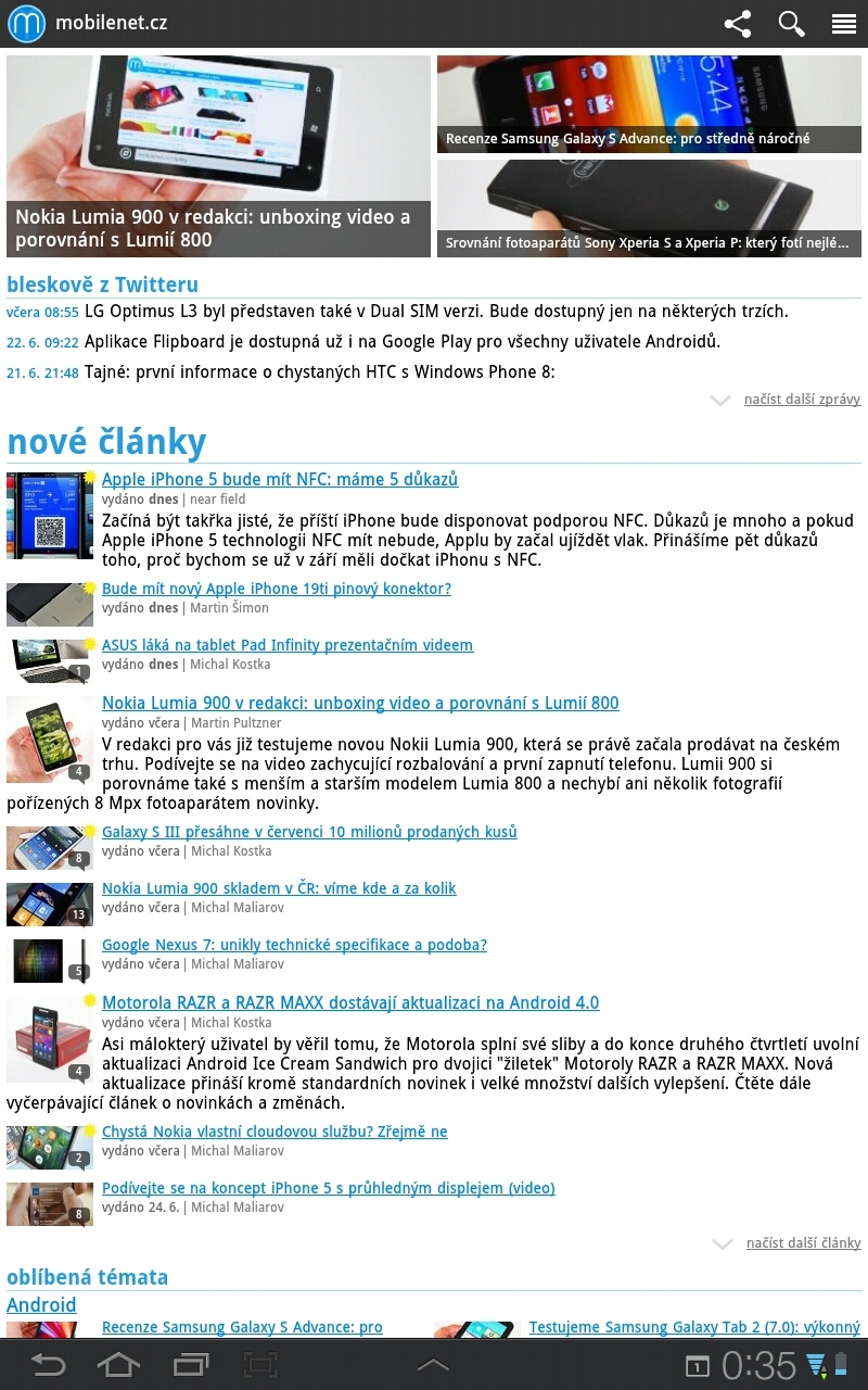 mobilní verze mobilenet.cz