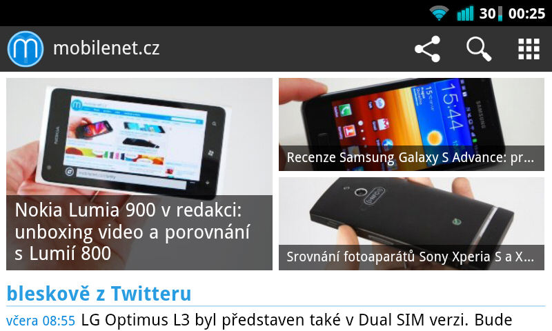 mobilní verze mobilenet.cz
