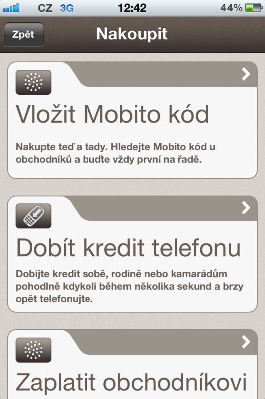 Mobito aplikace pro iOS