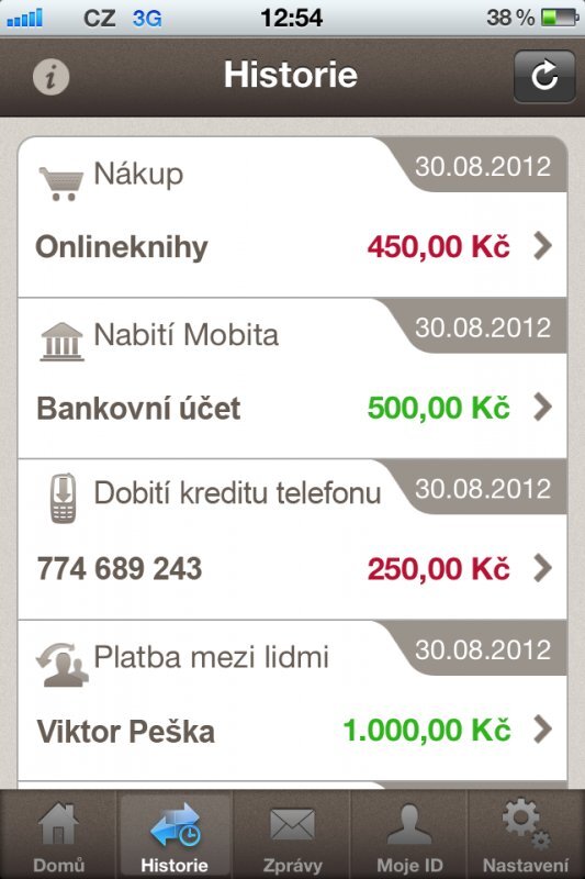 Mobito aplikace pro iOS