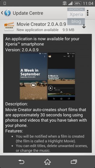 Movie Creator pro Sony Xperia Z2