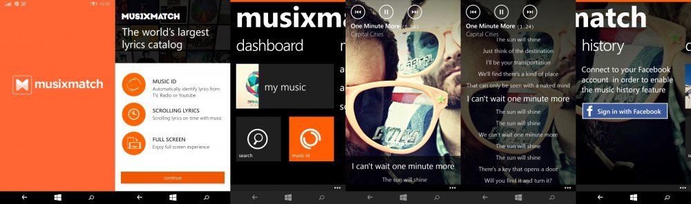 musiXmatch lyrics player pro Windows Phone