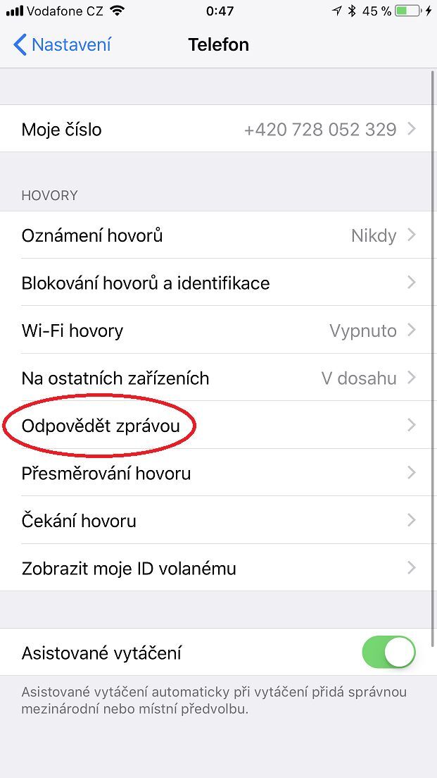 Nahrazení zpráv iOS