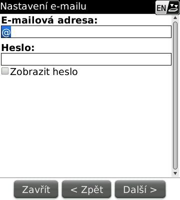 Nastavení emailu - vyplnění údajů