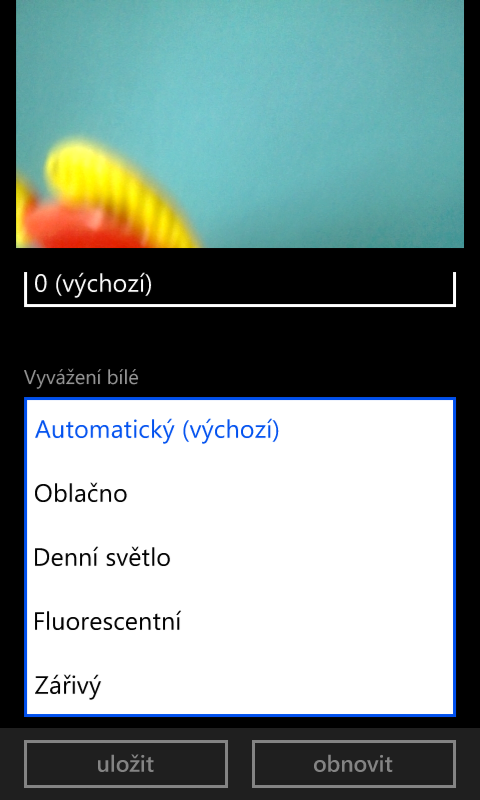 Nastavení fotoaparátu