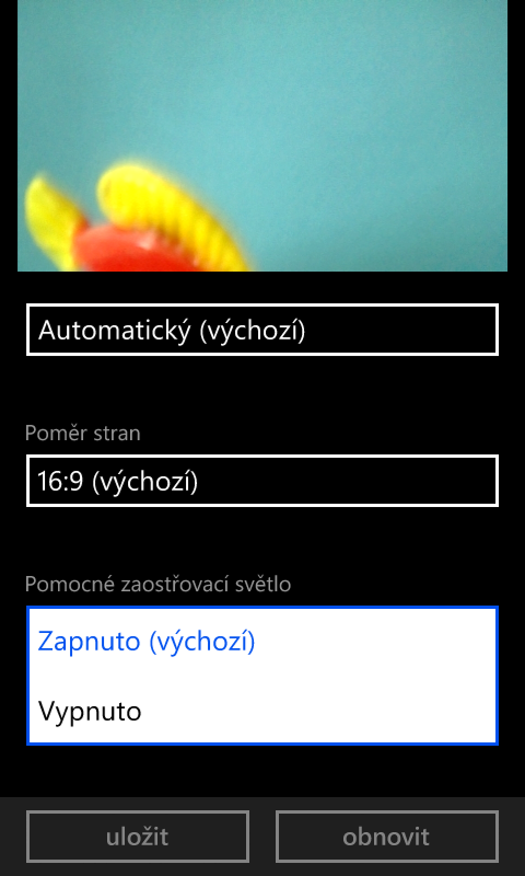 Nastavení fotoaparátu