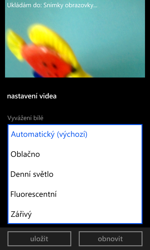 Nastavení fotoaparátu