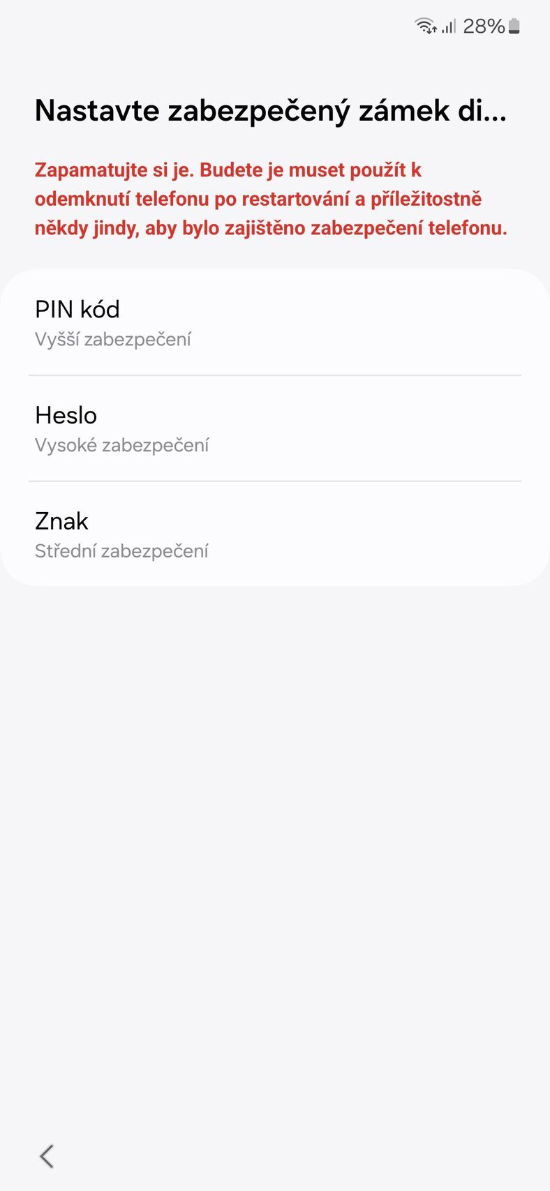 Nastavení otisku prstu na Androidu