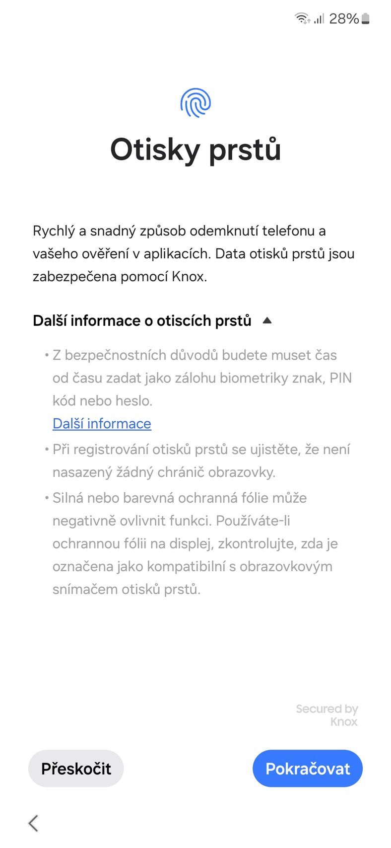 Nastavení otisku prstu na Androidu