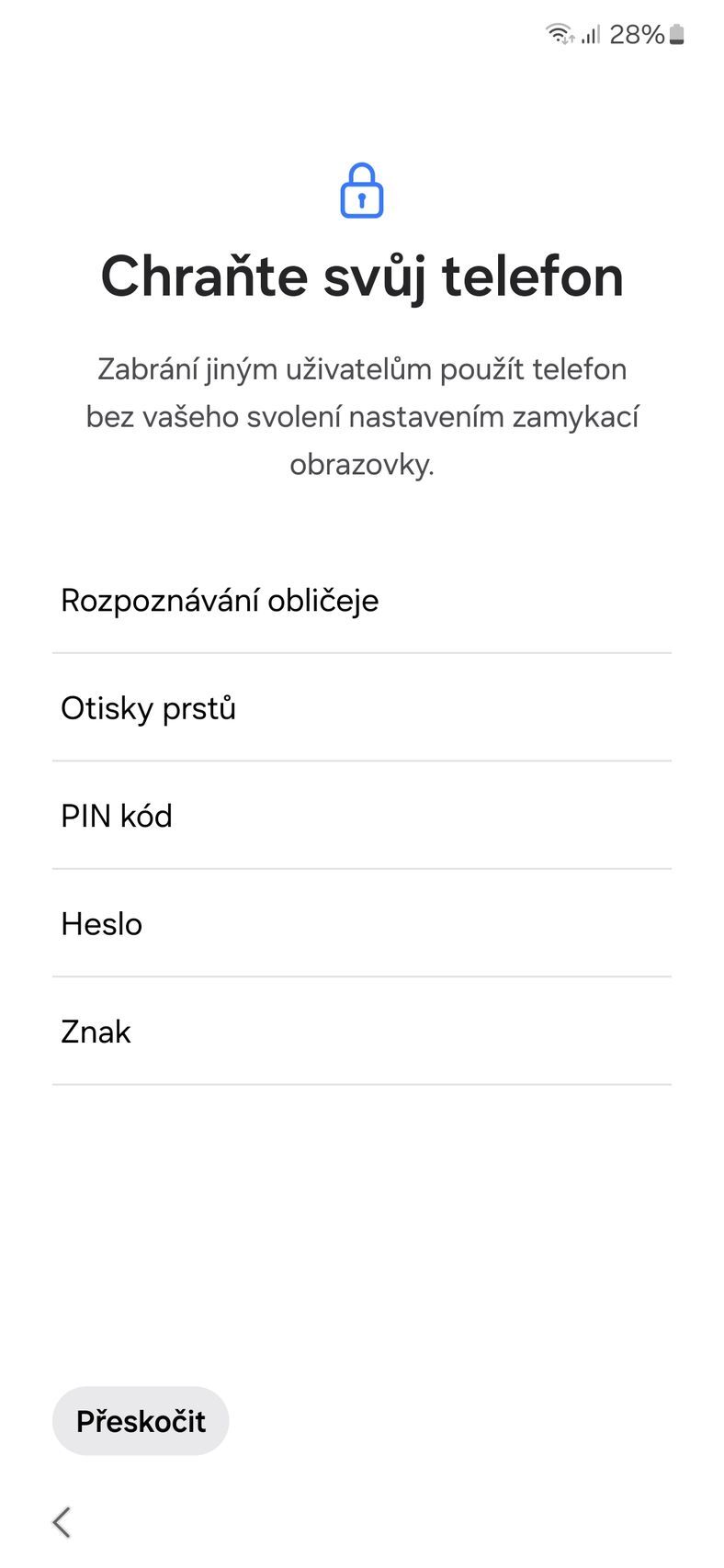 Nastavení otisku prstu na Androidu