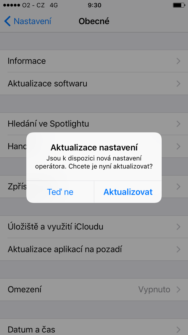 Nastavení VoLTE Apple iPhone