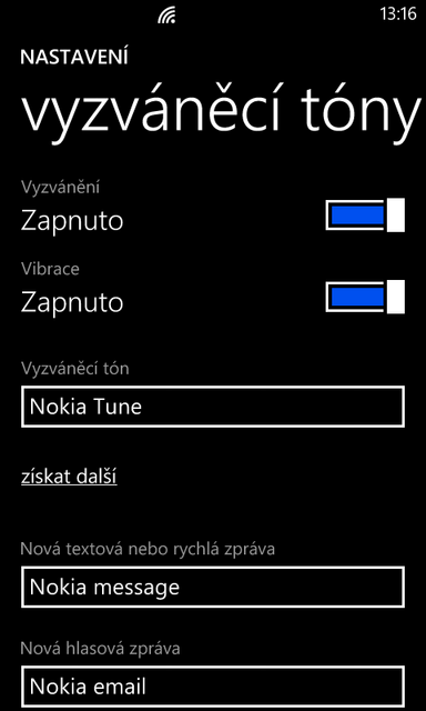nastavení vyzvánění