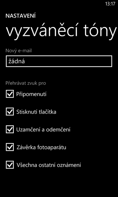 nastavení vyzvánění