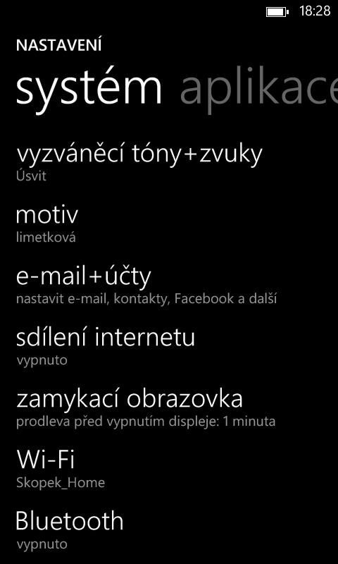 Nastavení WP 8