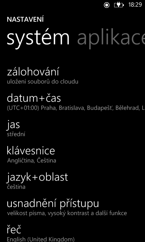 Nastavení WP 8