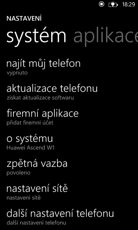 Nastavení WP 8