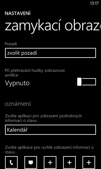 nastavení zamykací obrazovky