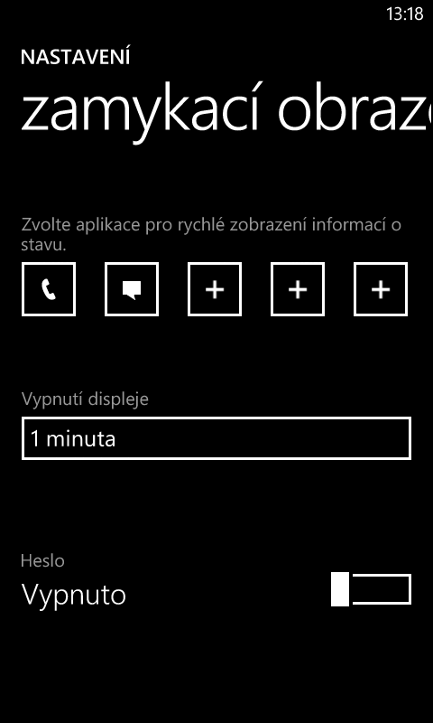 nastavení zamykací obrazovky