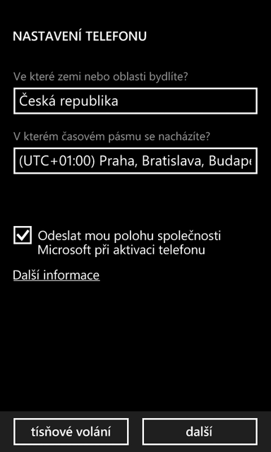 Nastavení země a časové zóny