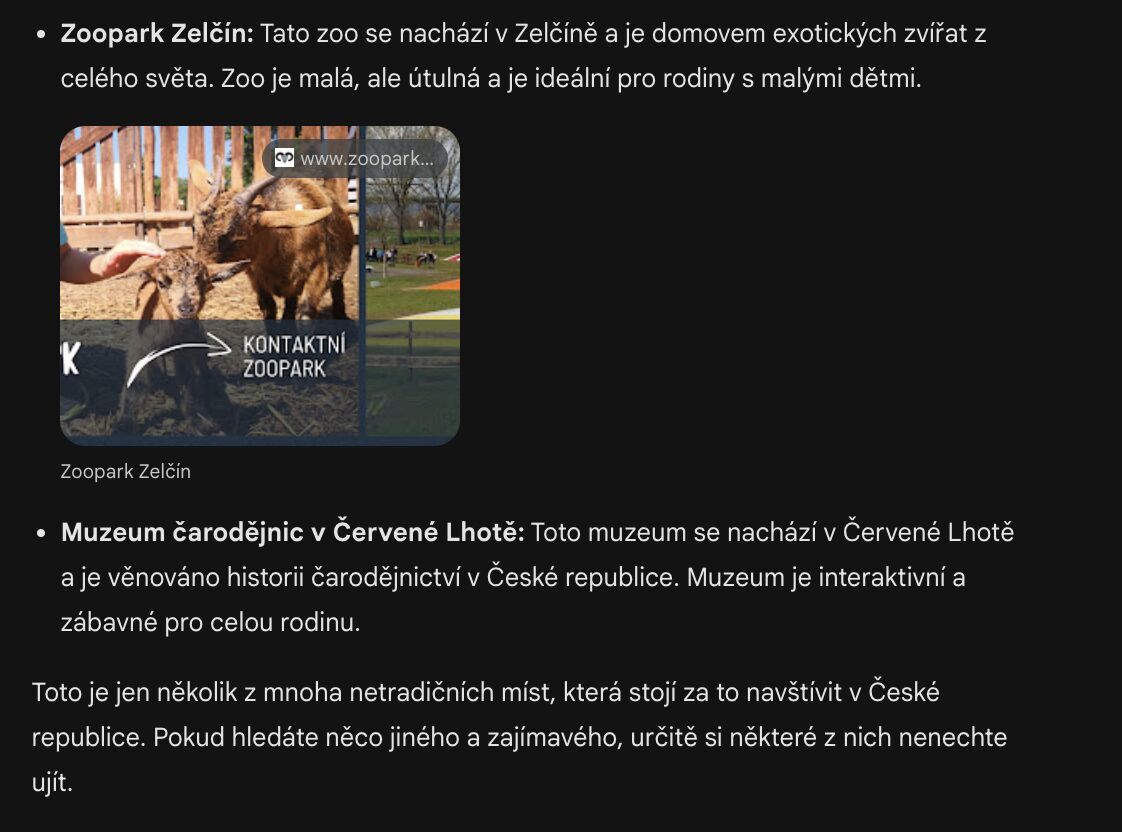 Netradiční místa v ČR podle Gemini