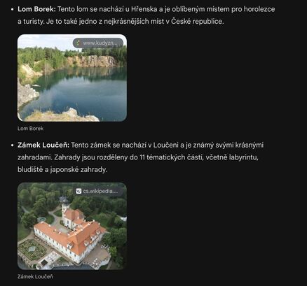 Netradiční místa v ČR podle Gemini