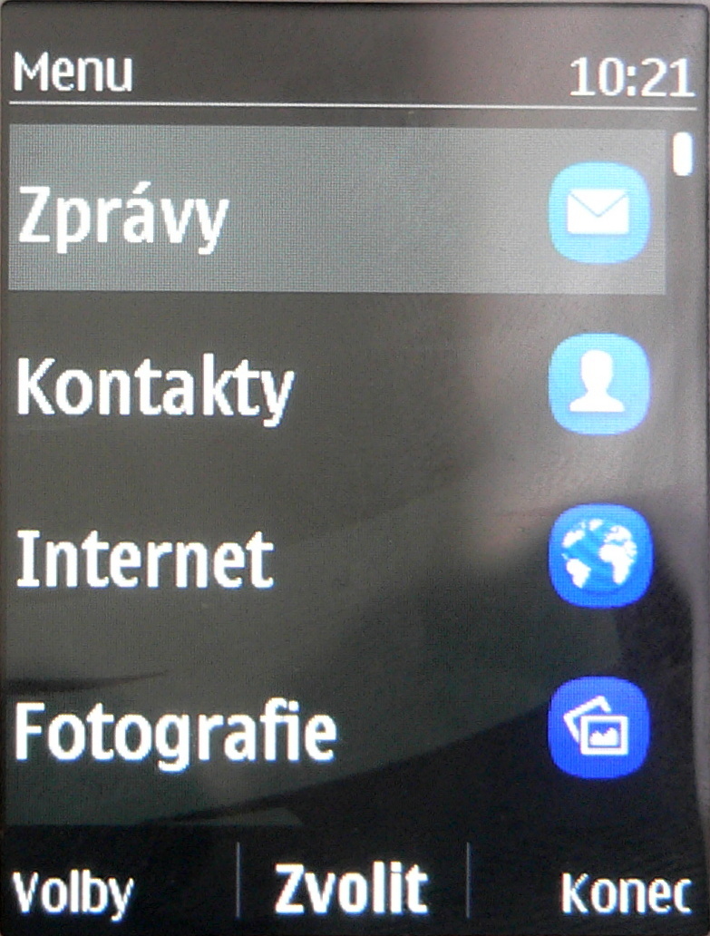 Nokia Asha 206 - menu seznam