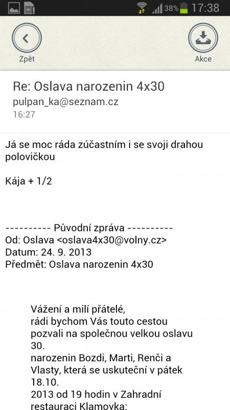 Nový email Android