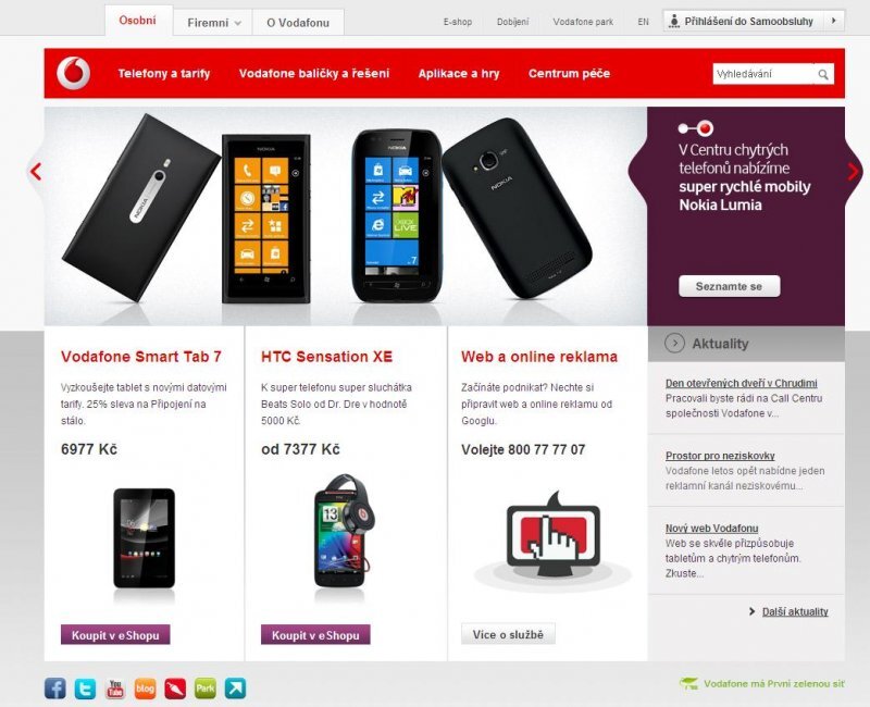 Nový web Vodafonu