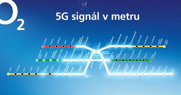 O2 5G mapa pokrytí metra